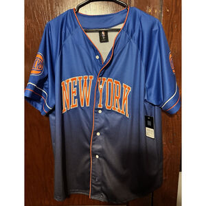 New York Knicks Unk Baseball jersey gradient Blue Men size L New with tags
